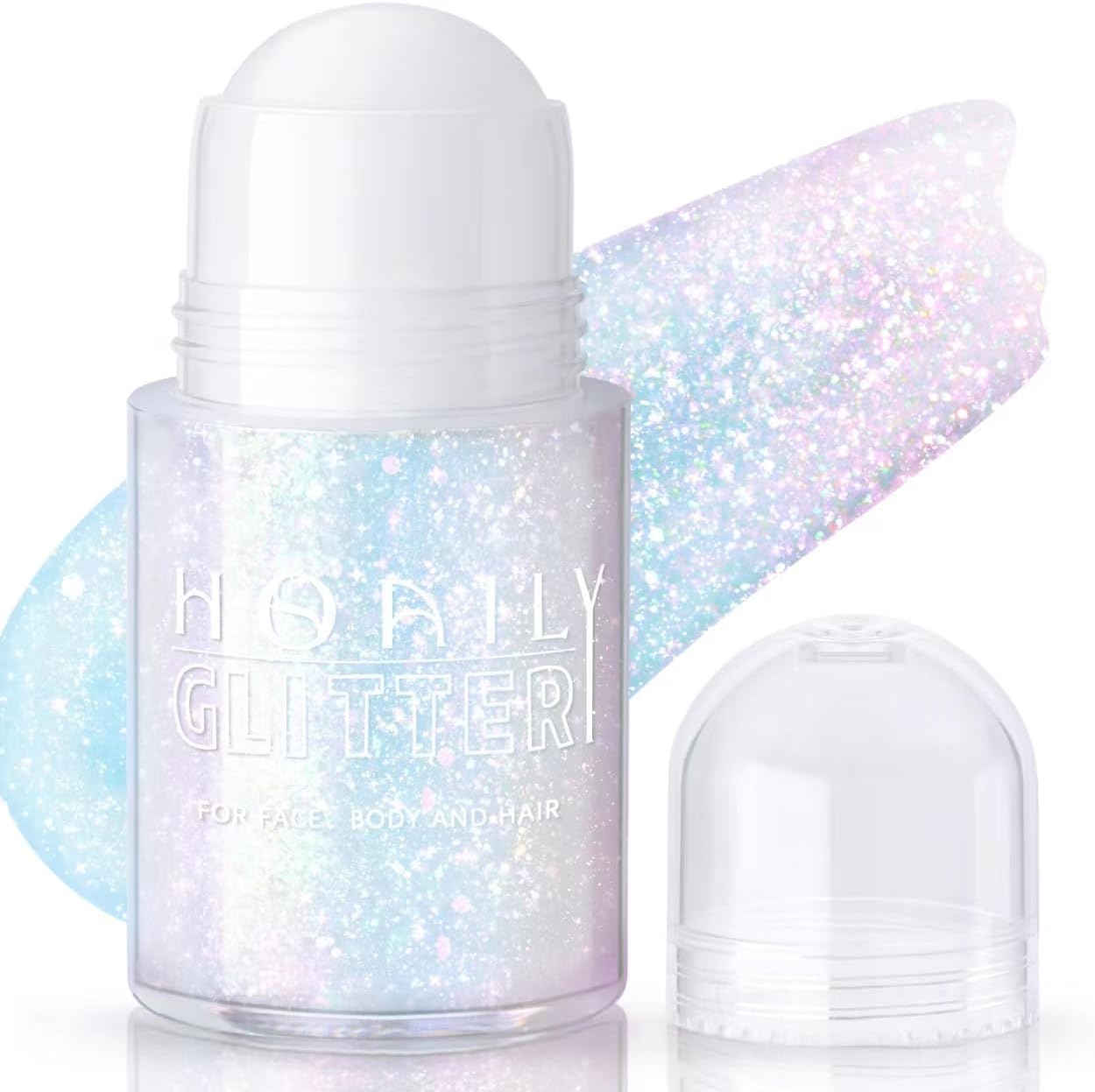Roll-on Holographic Body Glitter Gel for Face Hair, Chameleon Color Changing Glitter Gel Under Light, Chunky Mermaid Sequins Festival Party Rave Access