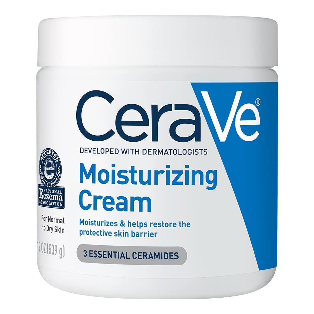 CeraVe Moisturizing Cream, Body and Face Moisturizer for Dry Skin, Body Cream with Hyaluronic Acid and Ceramides, Daily Moisturizer, Oil-Free, Fragrance Free, Non-Comedogenic