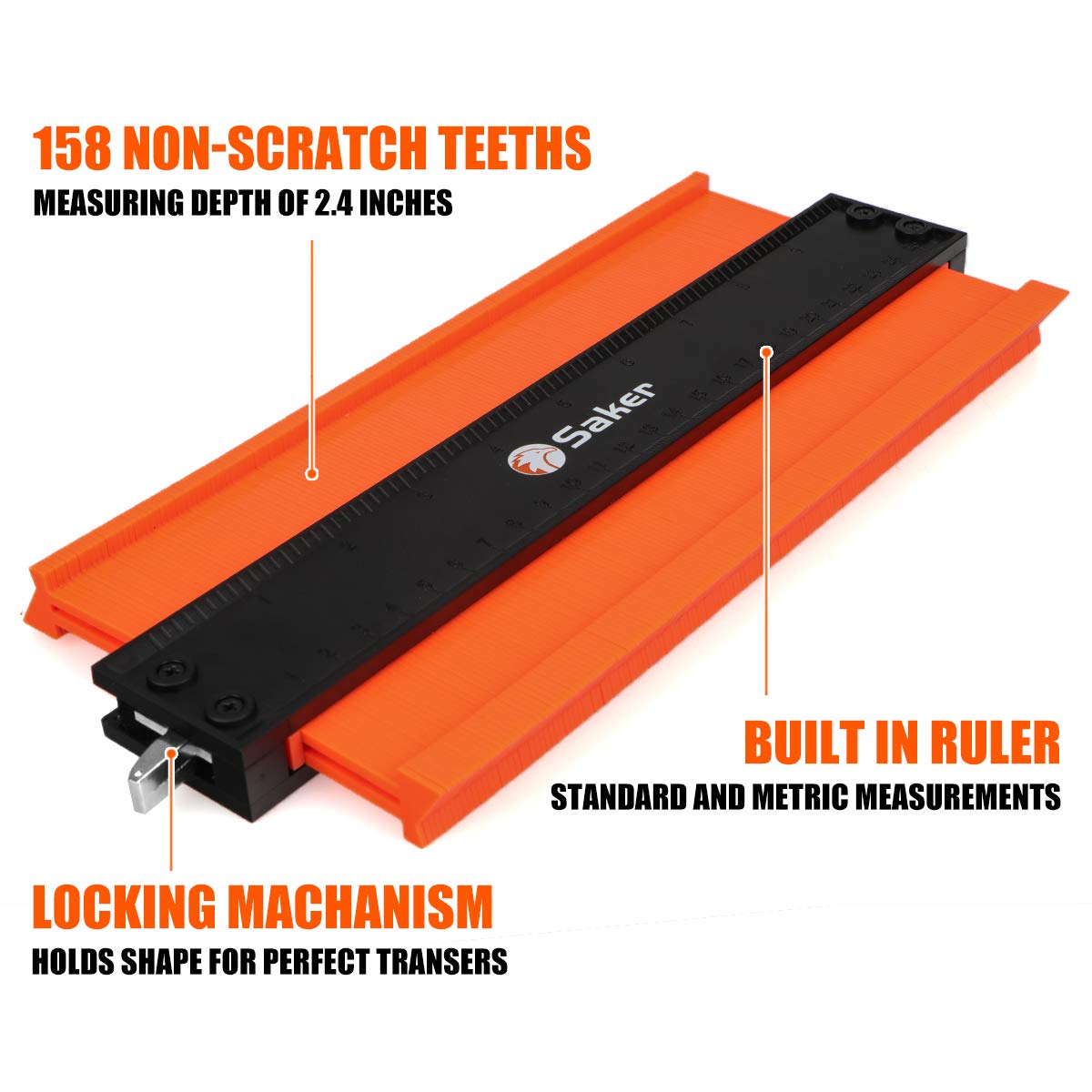 Saker Contour Gauge Duplication-Adjustable Lock-Precisely Copy Irregular Shape-Irregular Woodworking Tracing-Must Have Tool for DIY Handyman Men Husband Dad 10 Inch+5 Inch
