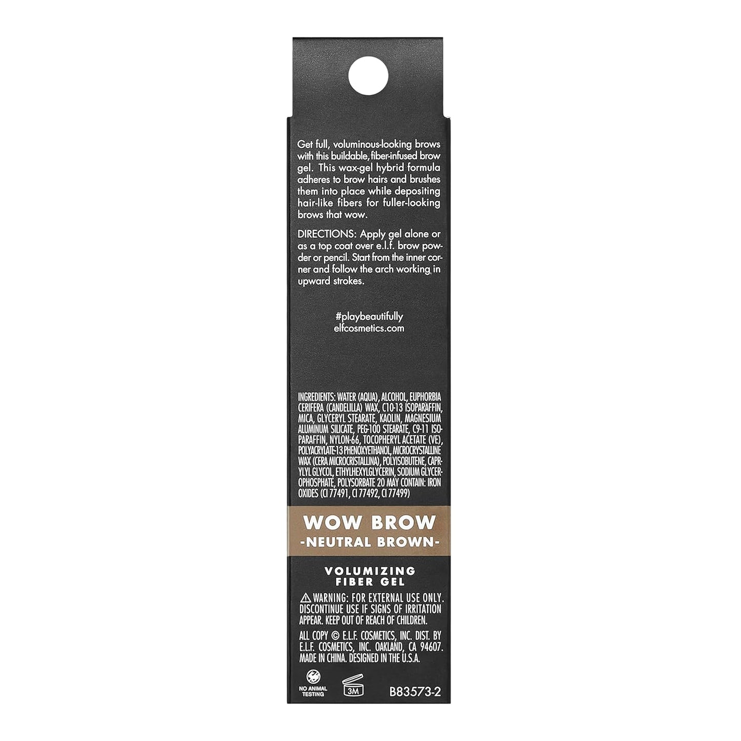 e.l.f., Wow Brow Gel, Volumizing, Buildable, Wax-Gel Hybrid, Creates Full, Voluminous-Looking Brows, Locks Brow Hairs In Place, Neutral Brown, Fiber-Infused