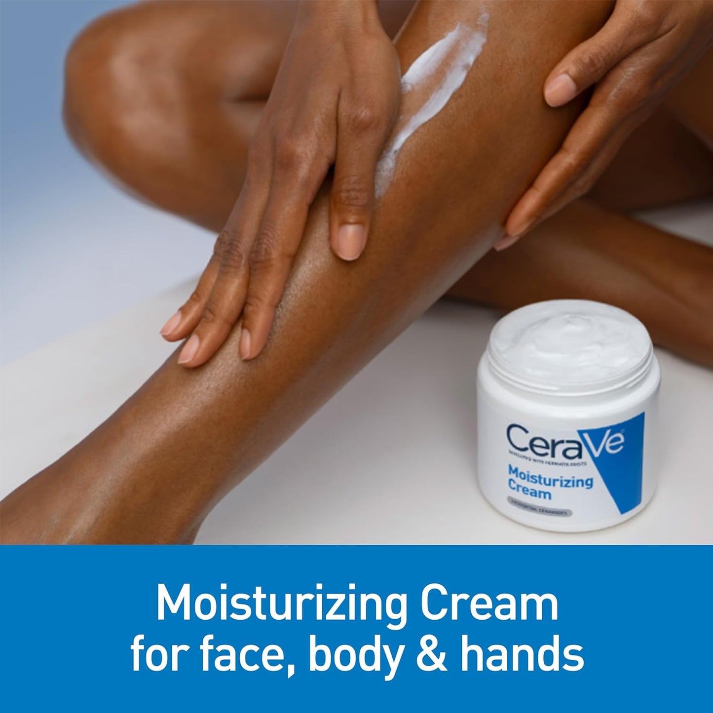CeraVe Moisturizing Cream, Body and Face Moisturizer for Dry Skin, Body Cream with Hyaluronic Acid and Ceramides, Daily Moisturizer, Oil-Free, Fragrance Free, Non-Comedogenic