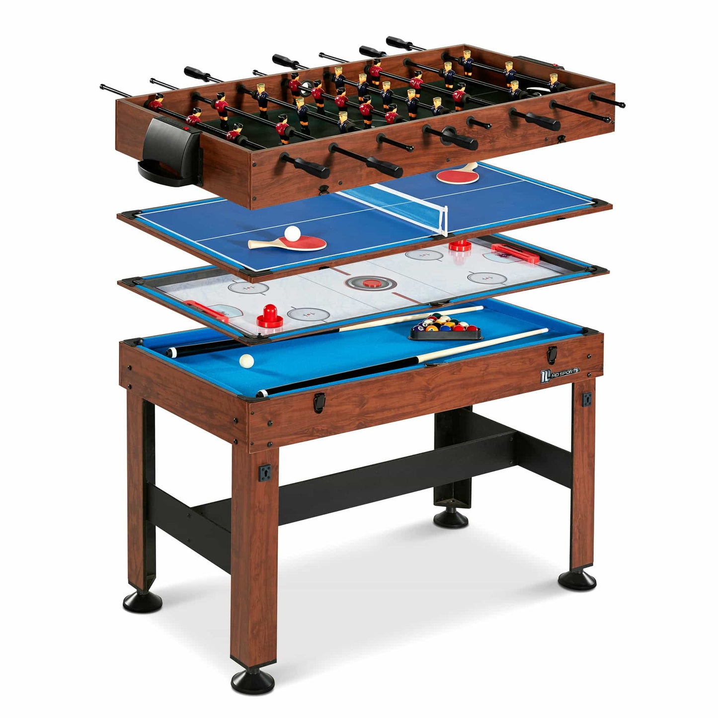 MD Sports 54" 4-in-1 Combo Game Table, Foosball, Hockey, Table Tennis, Billiards Breakdown