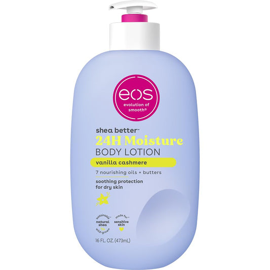 eos Shea Better Body Lotion- Vanilla Cashmere, 24-Hour Moisture Skin Care, Lightweight & Non-Greasy, Made with Natural Shea, Vegan