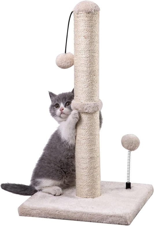 Cat Scratching Post Premium Basics Kitten Scratcher Sisal Scratch Posts with Hanging Ball 22in for Kittens or Smaller Cats (22 inches for Kitten, Beige