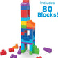 MEGA BLOKS First Builders Toddler Blocks Toys Set, Big Building Bag with 80 Pieces and Storage, Blue
