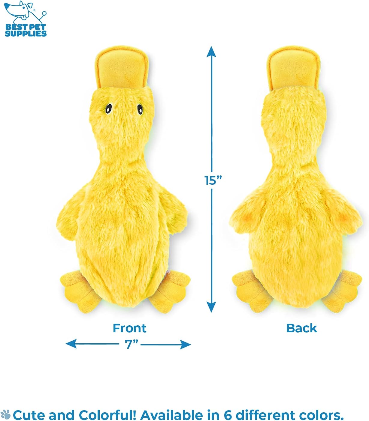 Best Pet Supplies Crinkle Dog Toy for Small, Medium, and Large Breeds, Cute No Stuffing Duck with Soft Squeaker, Fun for Indoor Puppies and Senior Pups, Plush No Mess Chew and Play