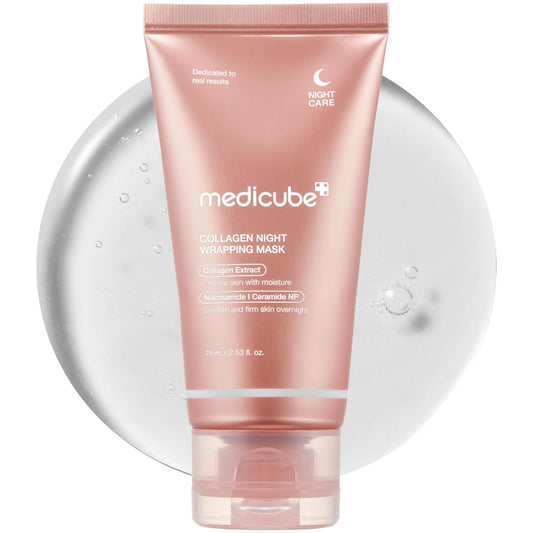 medicube Collagen Overnight Wrapping Peel Off Facial Mask Pack - Elasticity & Hydration Care, Reduces Sagging & Dullness - Hydrolyzed Collagen For Glowing Skin - Korean Skin Care