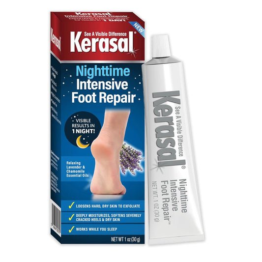 Kerasal Nighttime Intensive Foot Repair, Skin Healing Ointment for Cracked Heels and Dry Feet,