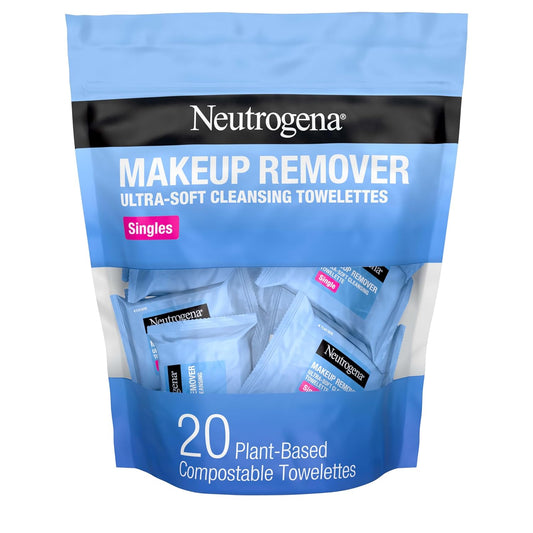 Neutrogena Makeup Remover Wipes Singles, Individually Wrapped Face Wipes, Daily Facial Cleanser Towelettes, Gently Removes Oil & Makeup, Alcohol-Free Makeup Wipes