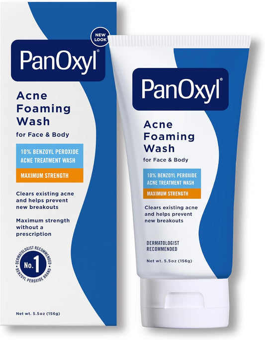 PanOxyl Acne Foaming Wash Benzoyl Peroxide 10% Maximum Strength Antimicrobial
