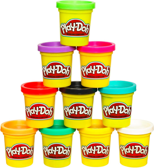 Play Doh Modeling Compound 10-Pack Case of Assorted Colors, Non-Toxic 2 oz. Cans, Halloween Toys & Party Favors, Preschool Toys for Kids,