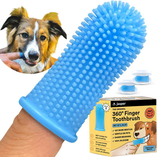 Jasper Dog Toothbrush, 360 Dog Tooth Brushing Kit, Finger Toothbrush, Cat Tooth Brush, Teeth Cleaning, Pet Tooth Brush for Small & Large Pets, Pet Toothpaste Not Included