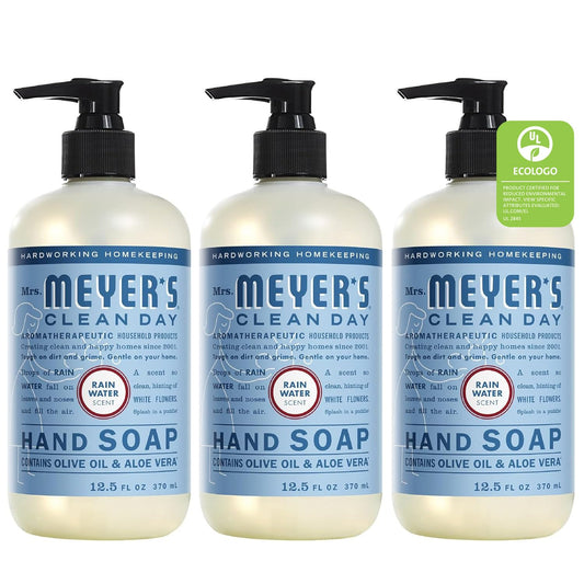 MRS. MEYER'S CLEAN DAY Hand Soap, Made with Essential Oils, Biodegradable Formula, Rain Water