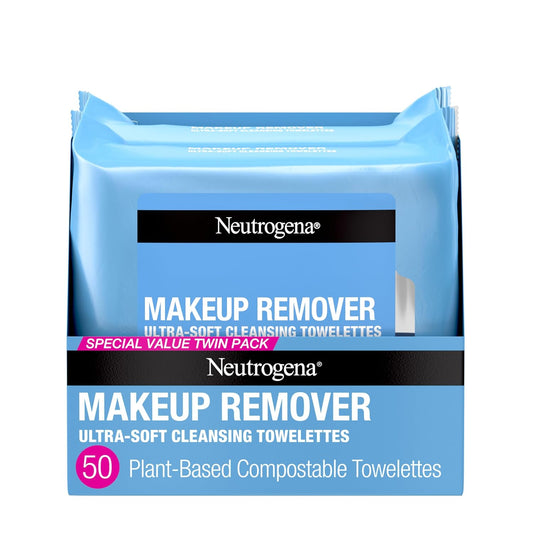 Neutrogena Makeup Remover Wipes, Daily Facial Cleanser Towelettes, Gently Cleanse and Remove Oil & Makeup, Alcohol-Free Makeup Wipes,
