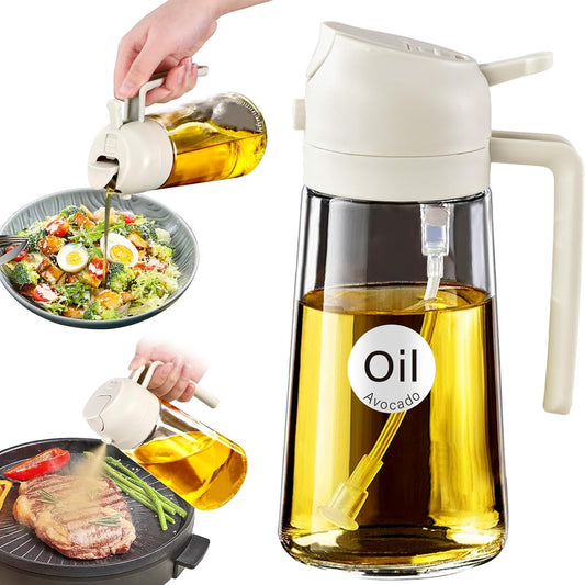 YRRAMATE 16oz/470ml Glass Olive Oil Sprayer for Cooking with Stickers, 2 in 1 Oil Dispenser for Kitchen Gadgets, Food Grade Premium Spray Bottle with Portion Control for Salad, Frying, BBQ (Black) Visit the YARRAMATE Store