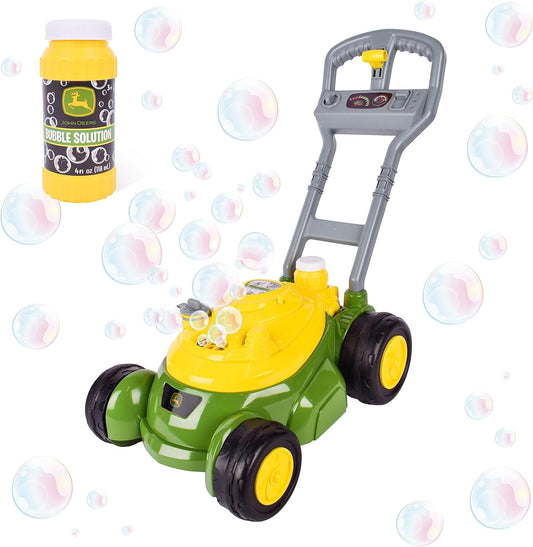John Deere Bubble Lawn Mower for Toddlers, Bubble Blowing Machines, Indoor and Outdoor Gardening Toy, Birthday, Party Favor for Preschool Girls and Boys, No Batteries Required