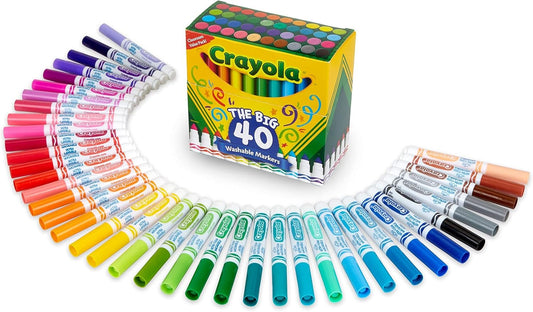 Crayola Ultra Clean Washable Markers (40ct), Coloring Markers for Kids, Coloring Book Marker Set, Gifts for Kids,