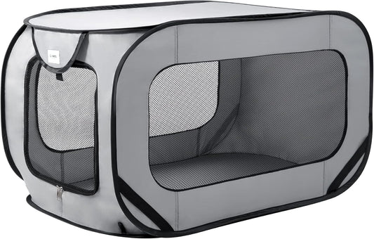 Love's cabin 36in Portable Large Dog Bed - Pop Up Dog Kennel, Indoor Outdoor Crate for Pets, Portable Car Seat Kennel, Cat Bed Collection, Greyv