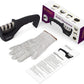 4-in-1 Kitchen Knife Accessories: 3-Stage Knife Sharpener Helps Repair, Restore, Polish Blades and Cut-Resistant Glove (Black)